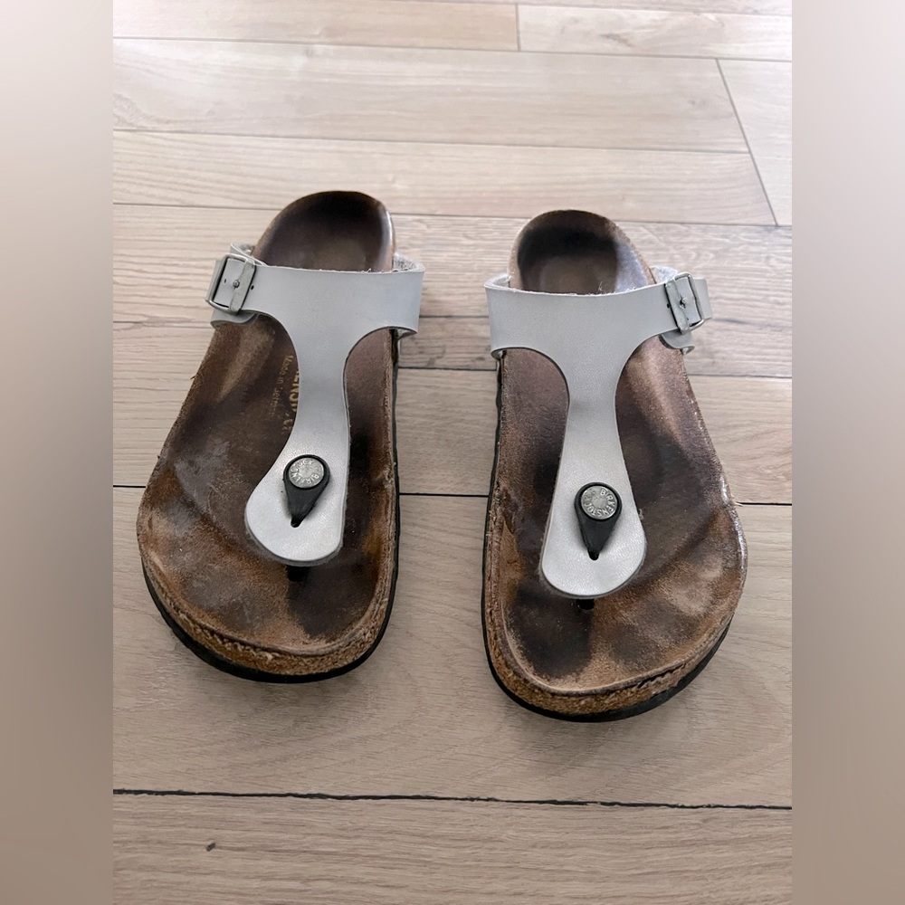 Birkenstock Silver Sandals Size 37